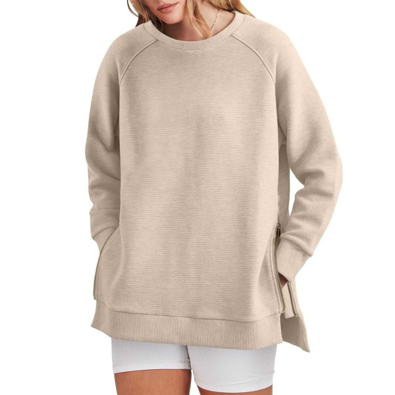 Damen Sweatshirt-Tunika mit Reißverschluss