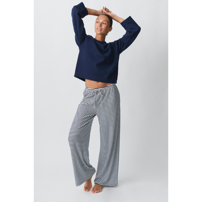 Damenhose mit Kordelzug und gestreiftem Design