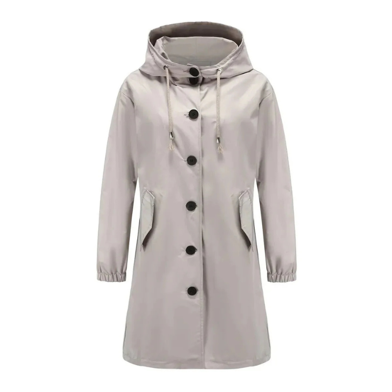 Damen Wasserfester Regen-Trenchcoat mit Kapuze