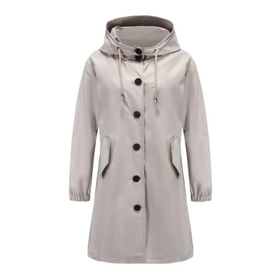 Damen Wasserfester Regen-Trenchcoat mit Kapuze