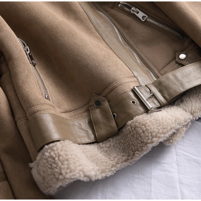 Damen Lederjacke mit kuscheligem Fleecefutter