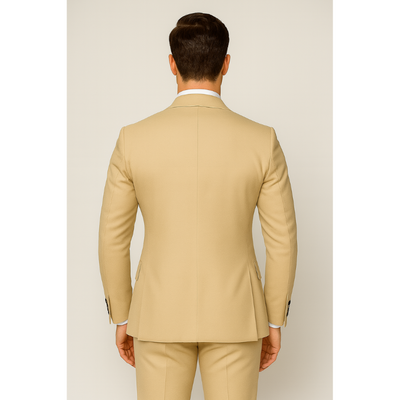 Dreiteiliger Herrenanzug in Dunkelgrau und Beige