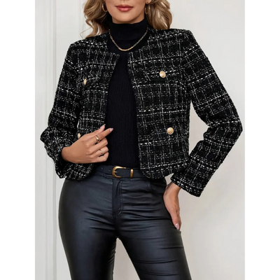 Karomuster Damen Cropped Blazer