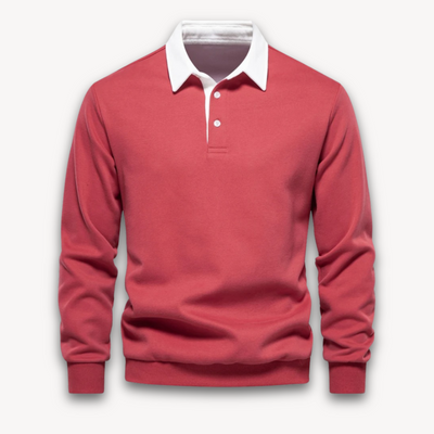 Herren Langarm Polo Pullover – 100% Baumwolle