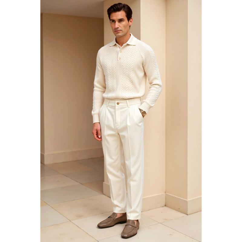 Louis Retro Pullover – Einfarbiger, Langärmliger Stil