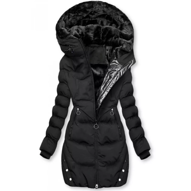 Lang geschnittene gepolsterte Winterjacke für Damen