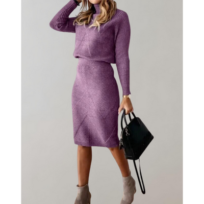 Elegantes Damen-Zweiteiliges Set – Rollkragenpullover und Schmaler Rock