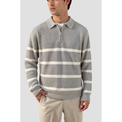 Stijn Striped Zip Sweater – Wool Blend