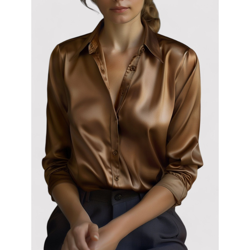 Verona Elegante Satinbluse für Damen mit langen Ärmeln