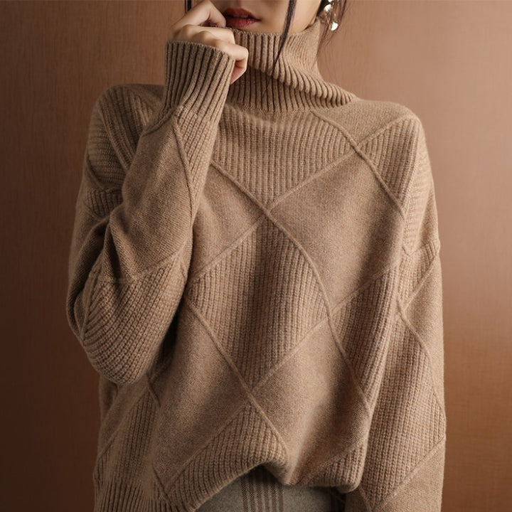 Frauen Strickpullover mit hohem Kragen – Gemütliche & Oversized Eleganz