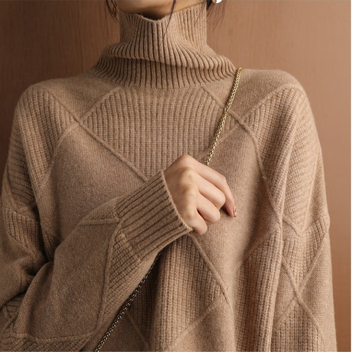 Frauen Strickpullover mit hohem Kragen – Gemütliche & Oversized Eleganz