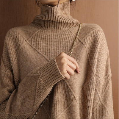 Frauen Strickpullover mit hohem Kragen – Gemütliche & Oversized Eleganz