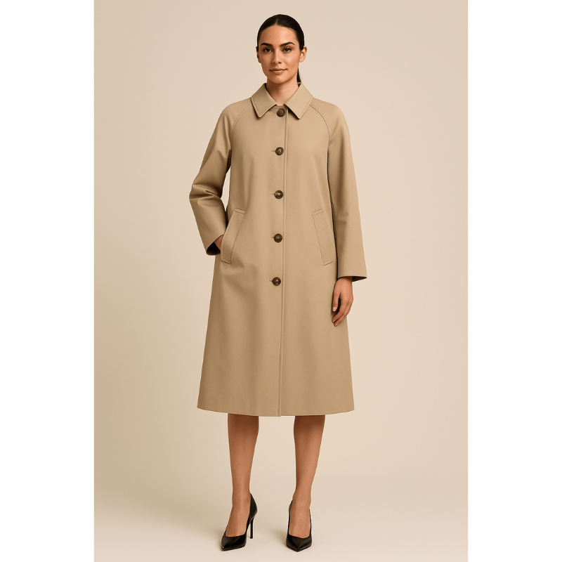 Serena Lange Trenchcoat – Damenjacke mit kariertem Innenfutter