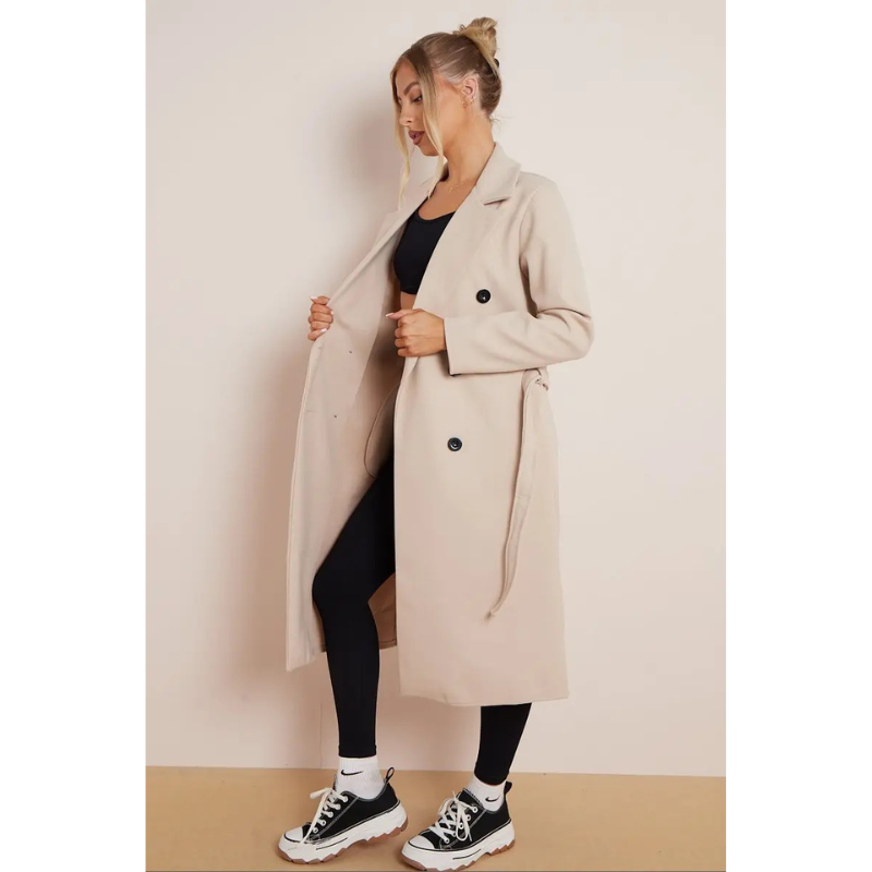 Margot - Klassischer Wollmantel mit Gürtel im Rivoli-Stil