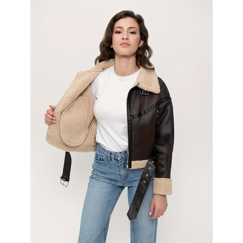 Damen Winterjacke mit Reverskragen – Kurzschnitt