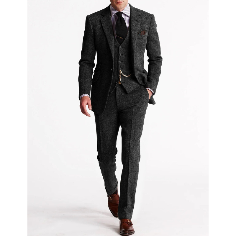 Herren 3-teiliges Ensemble – Klassischer Blazer, Weste und Hose