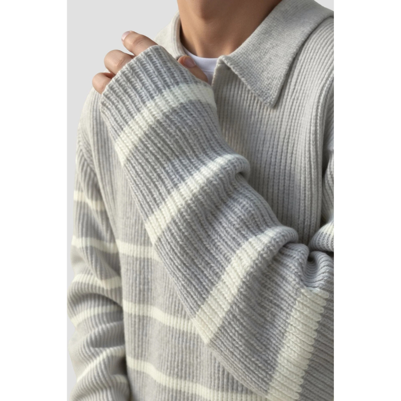 Stijn Striped Zip Sweater – Wool Blend