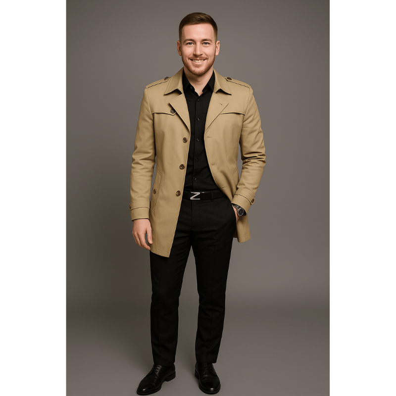 Firenze Herren-Trenchcoat im Doppelreiher-Design – Strukturierte Passform & Klassischer Stil