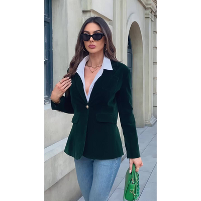 Samtkleid Damen Blazer mit Goldknöpfen