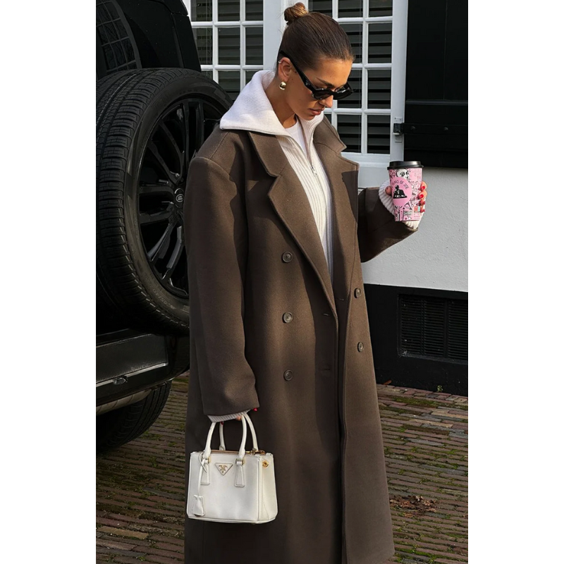 Elena Damen Oversized Wollmix Mantel – Langer Stil