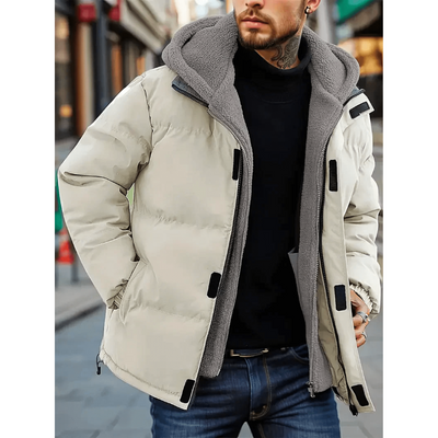 Herren Winterjacke mit Fleecekapuze – Warm und Wasserabweisend