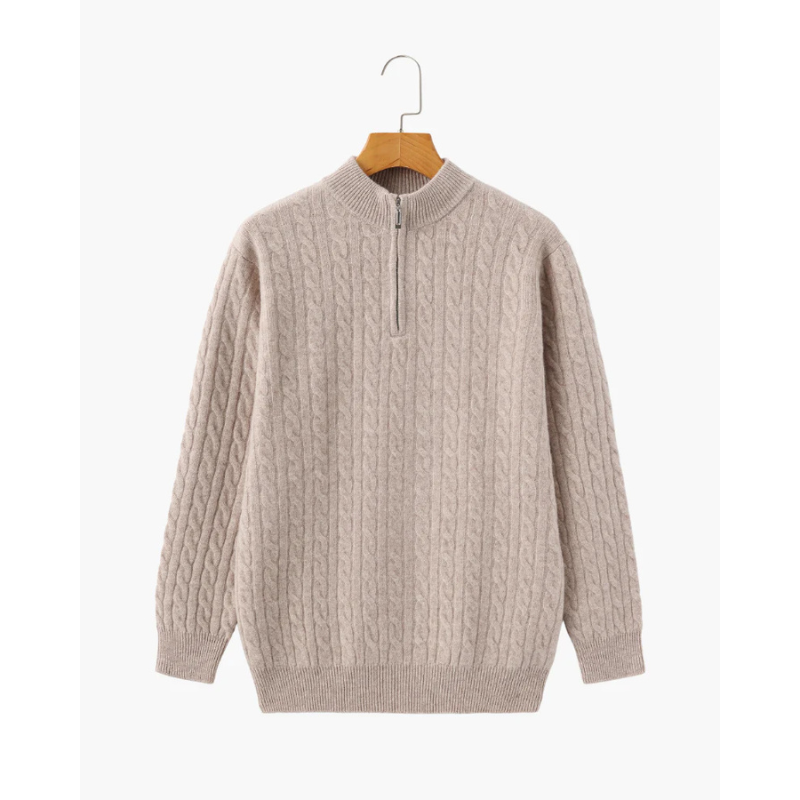 100% Kaschmir Gewebter Halbzip-Pullover