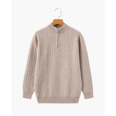 100% Kaschmir Gewebter Halbzip-Pullover