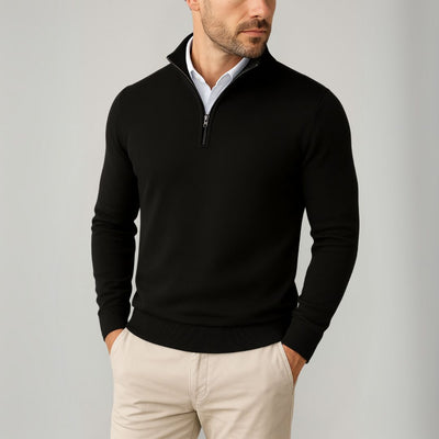 Herren Slim Fit Baumwoll Quarter-Zip Pullover