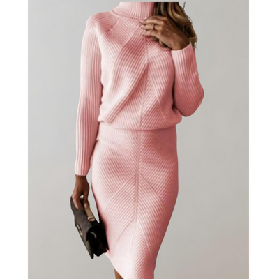 Elegantes Damen-Zweiteiliges Set – Rollkragenpullover und Schmaler Rock