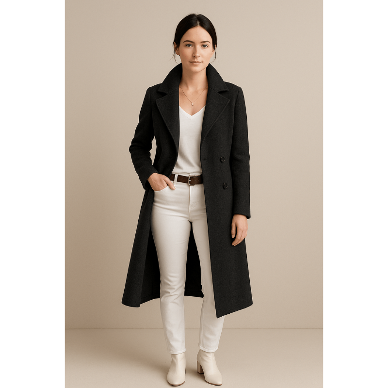 Noelle Fleece-Trenchcoat – Mittellanger Damenmantel mit Reverskragen