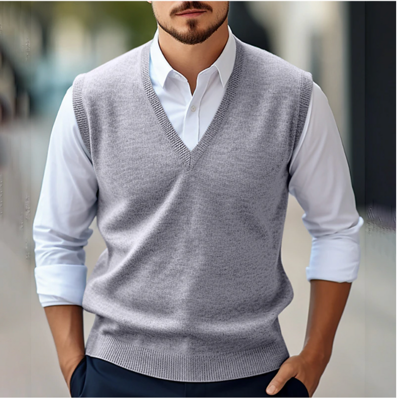 Herren Ärmellose Strickweste mit V-Ausschnitt