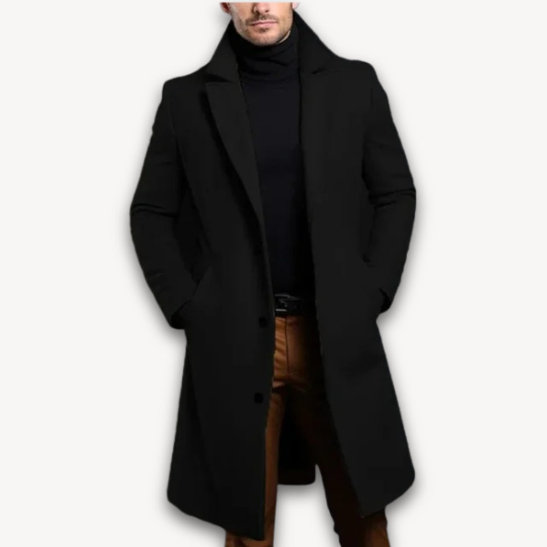 Herren Slim Fit Wollmix Wintermantel – Langer Übercoat
