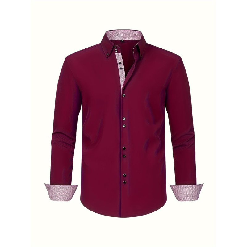 Herrenhemd – Doppelreihiges Design mit Stretch und Kontrastärmel