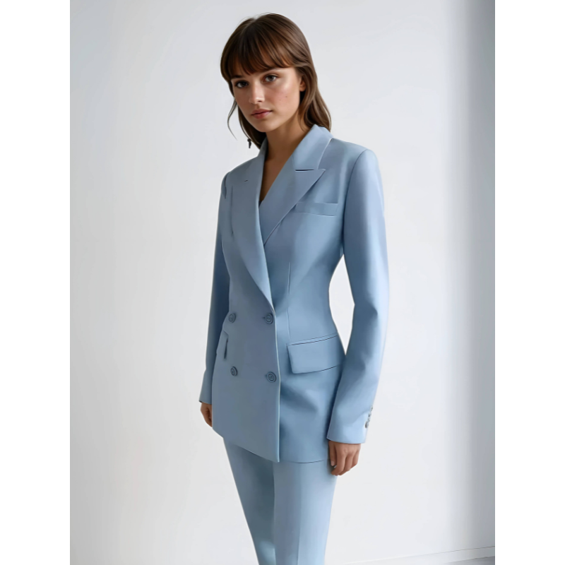 Frauen Blazer und Hose Set – Doppelreihiger Maßanzug