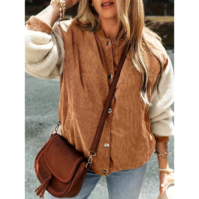 Rosa – Damen Bomberjacke mit Ripp-Details und Druckknopfverschluss