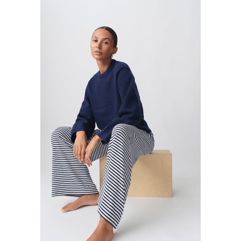 Damenhose mit Kordelzug und gestreiftem Design