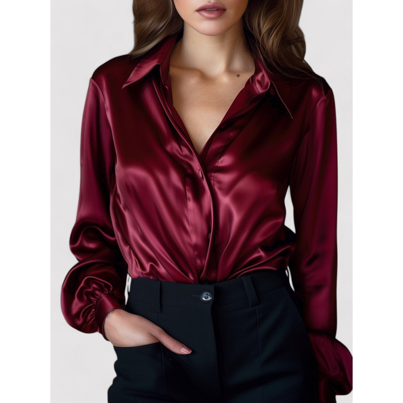 Verona Elegante Satinbluse für Damen mit langen Ärmeln