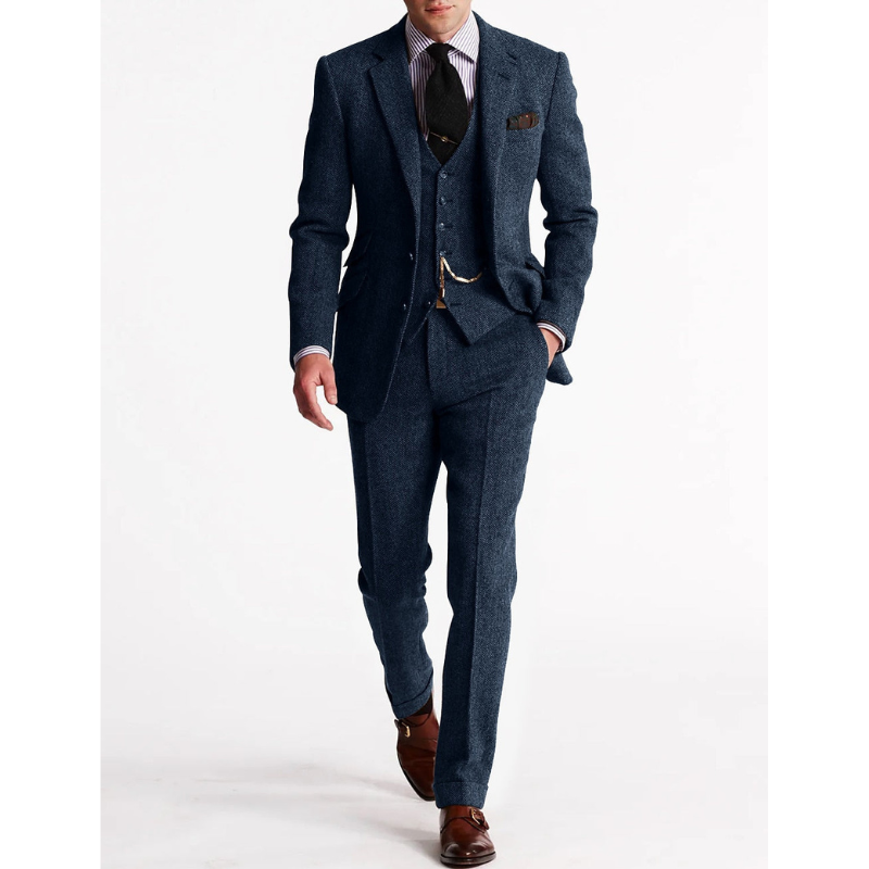 Herren 3-teiliges Ensemble – Klassischer Blazer, Weste und Hose