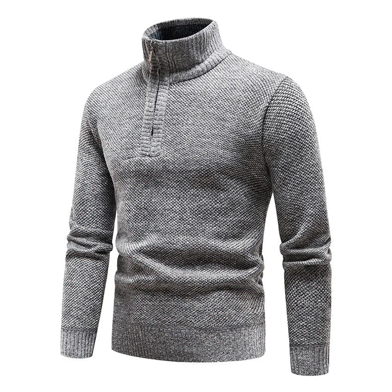 Leandro Modern Herren Pullover mit Halb-Zip