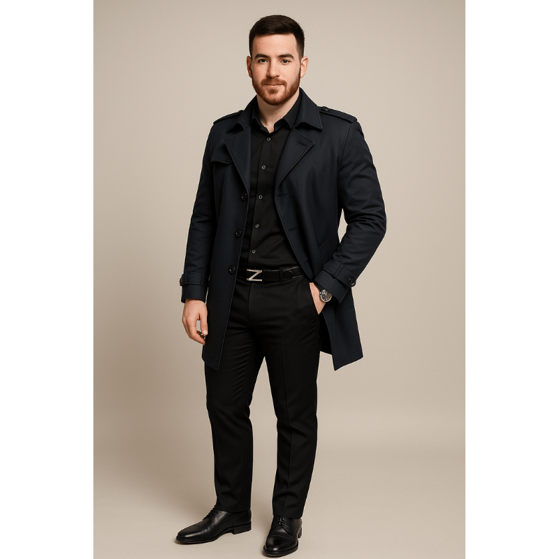 Firenze Herren-Trenchcoat im Doppelreiher-Design – Strukturierte Passform & Klassischer Stil