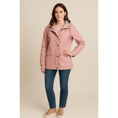 Liora Wasserabweisender Damen-Mittellangmantel mit Verstellbarer Kapuze