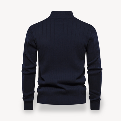 Herre Rippenstruktur Baumwoll-Half-Zip Pullover