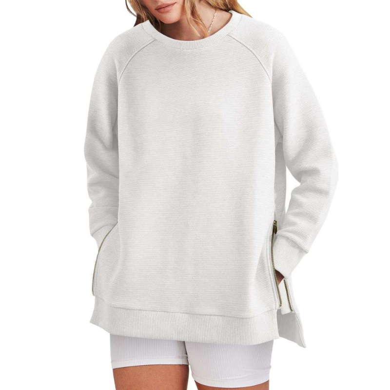 Damen Sweatshirt-Tunika mit Reißverschluss