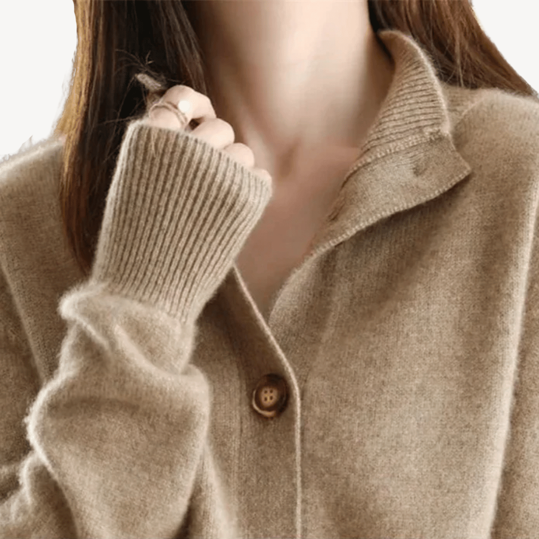 Elegante Damen-Weste aus Kaschmirwolle – Klassisches Design mit Kragen und Knöpfen