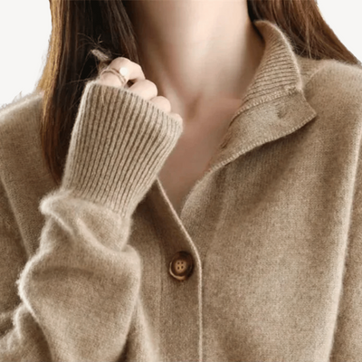 Elegante Damen-Weste aus Kaschmirwolle – Klassisches Design mit Kragen und Knöpfen