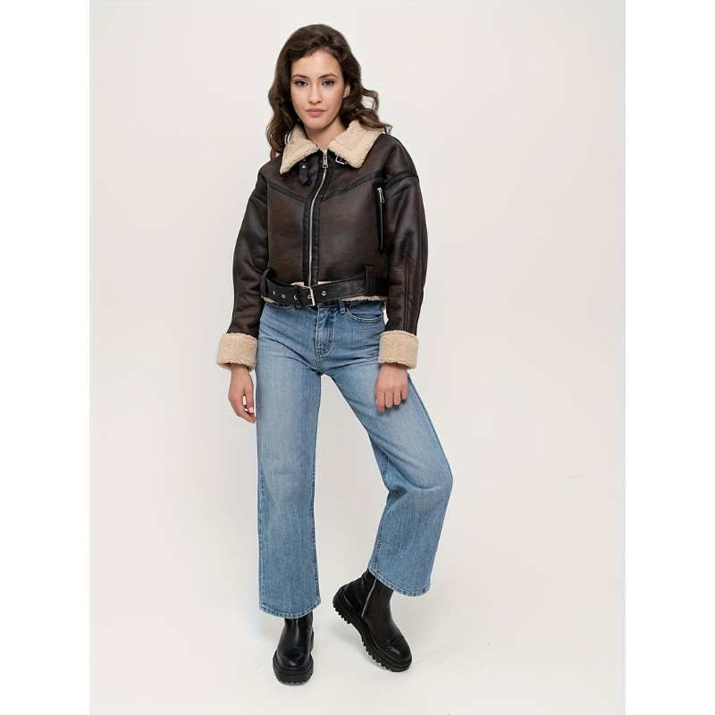 Damen Winterjacke mit Reverskragen – Kurzschnitt