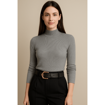 Livia Rippenstrick Halber Rollkragen – Slim Fit Pullover für Damen