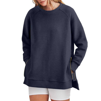 Damen Sweatshirt-Tunika mit Reißverschluss