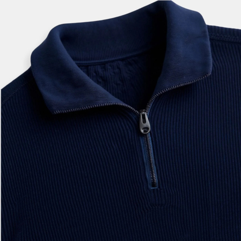 Emiel Klassischer Gestrickter Zip-Pullover aus Wollmix