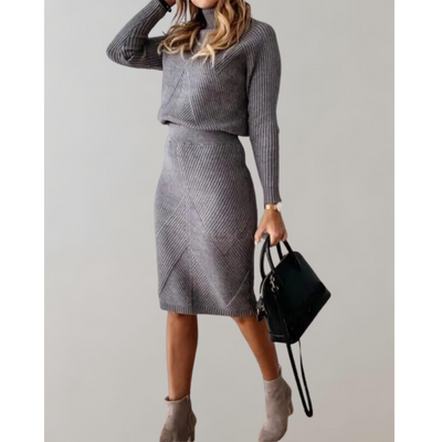 Elegantes Damen-Zweiteiliges Set – Rollkragenpullover und Schmaler Rock